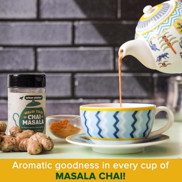 Urban Platter Haldi Tulsi Chai Masala, 75g (Turmeric & Basil | Artisanal Tea Spice | Hand Pounded | Strong Aroma and Flavour) - Image 5