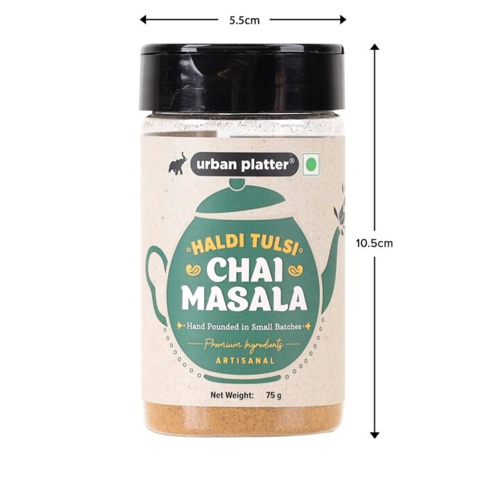 Urban Platter Haldi Tulsi Chai Masala, 75g (Turmeric & Basil | Artisanal Tea Spice | Hand Pounded | Strong Aroma and Flavour) - Image 8