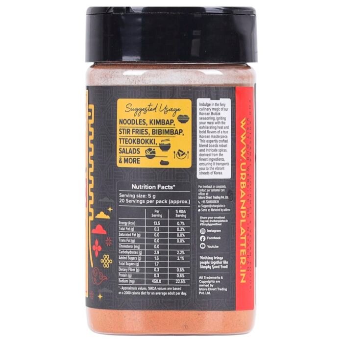 Urban Platter Korean Buldak Seasoning, 100g (Plant-Based | Fiery and Addictive | Signature Korean-Style Flavour) - Image 3