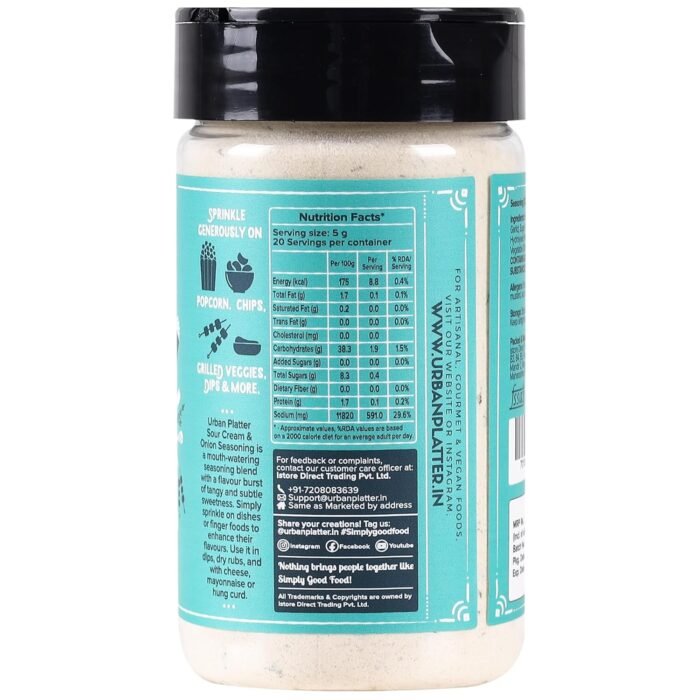 Urban Platter Sour Cream and Onion Seasoning, Perfect for Pop Corn, Pasta, Fries, Dairy-Free, 100 g - Image 2