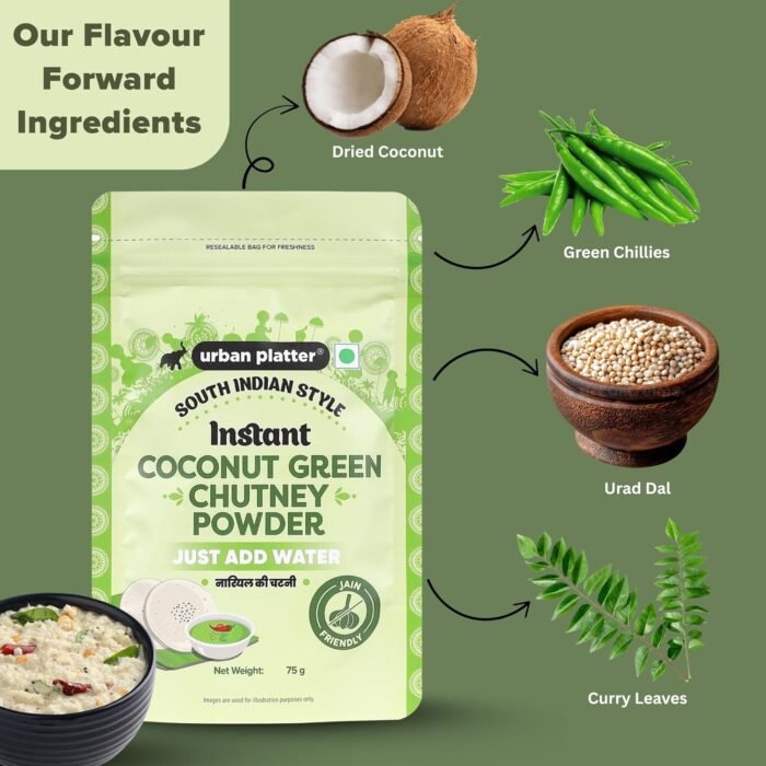 Urban Platter South Indian Style Instant Coconut Green Chutney Powder, 200g / 7oz [Nariyal ki Chutney, Just Add Water] - Image 5