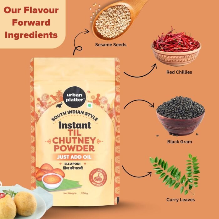 Urban Platter South Indian Style Instant Til Chutney Powder, 200g (Ellu Podi | Sesame Dry Chutney | Ready-to-Use | Perfect for Idli, Dosa and Rice) - Image 4