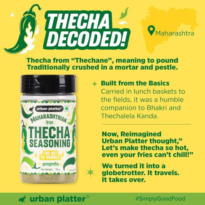 Urban Platter Thecha Seasoning, 70g (Authentic Maharashtrian Condiment | Bold Chilli, Garlic & Peanut Blend | Perfect for Fries, Pasta & Rice) - Image 6