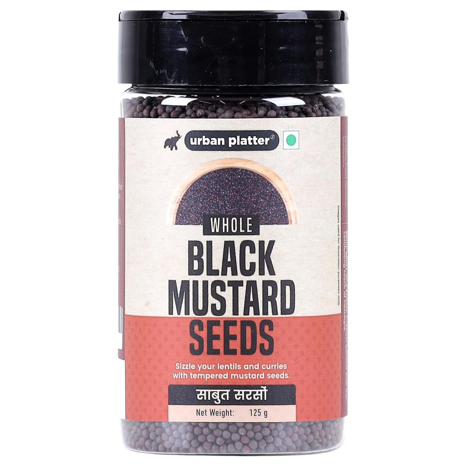 Urban Platter Whole Black Mustard Seeds, 125g 1 Urban Platter Whole Black Mustard Seeds, 125g (Rai | Sabut Sarson | Whole Spices | Indian Khada Masala) - Image 1