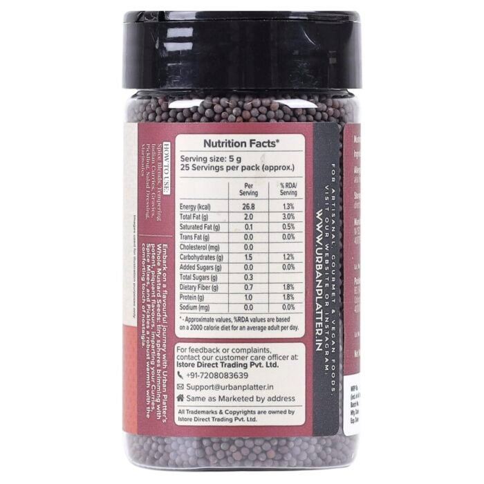 Urban Platter Whole Black Mustard Seeds, 125g (Rai | Sabut Sarson | Whole Spices | Indian Khada Masala) - Image 2