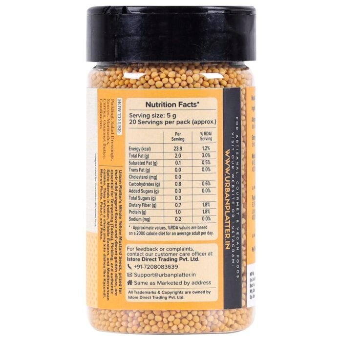 Urban Platter Yellow Mustard Seeds, 100 g (Peeli Sarson | Rai Kuria | Rai Dal | Indian Khada Masala) - Image 2