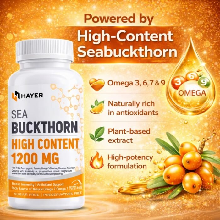 Hayer Sea Buckthorn 60 Tablets 1200mg with Omega 7, vitamins, and antioxidants for radiant skin, immunity, and vitality. 100% natural - Image 7