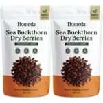 Homeda Sea Buckthorn Berry Dry (200g) Organic Seabuckthorn Berries Original Dried - With Vitamins, Antioxidants, Omega 3 6 7 & 9 | Himalyan See Buck Thorn Plant | Pure Leh Seabuck Berry