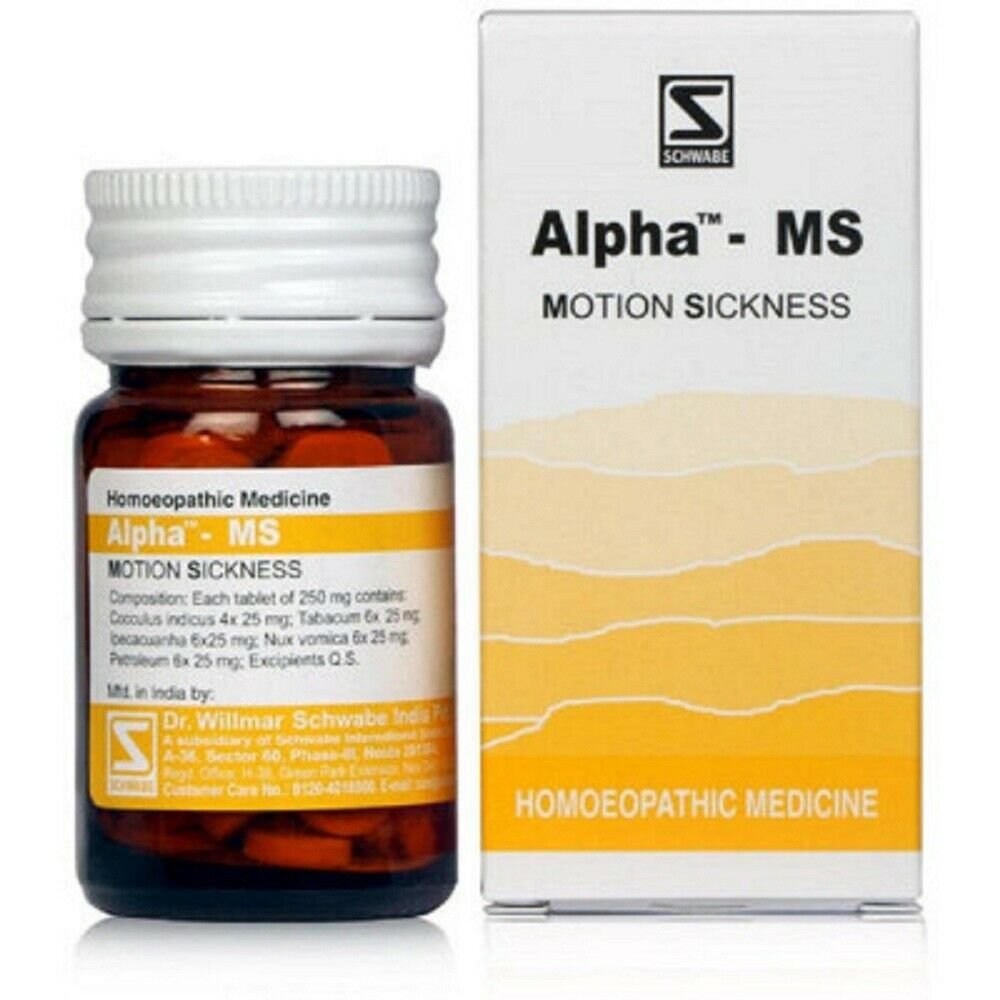 Alpha-MS.jpg Dr. Willmar Schwabe Alpha MS (Motion Sickness) (20gm) for vomiting nausea heartburn - Image 1
