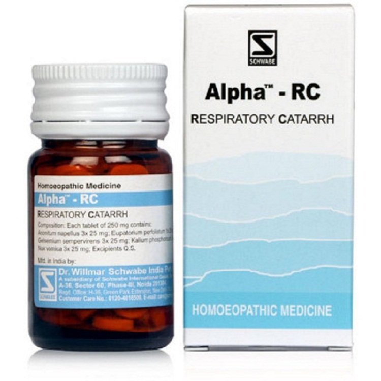 Alpha-RC.jpg Dr Willmar Schwabe India Homoeopathic Alpha RC (Respiratory Catarrh) (20gm) Tablets for headache cough fever - Image 1