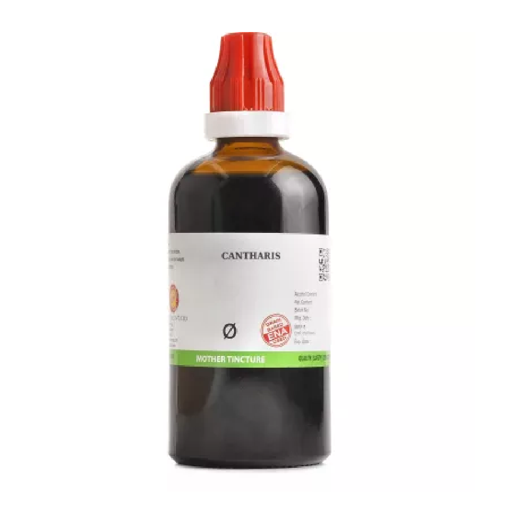 BJain-Cantharis-1X-Q-100ml.png BJain Cantharis 1X (Q) Mother Tincture (100ml) For Eczema, Bleeding Gum - Image 1