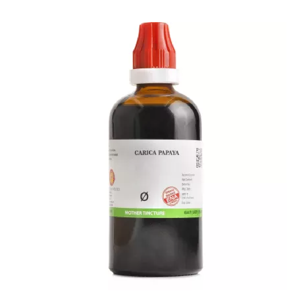 BJain-Carica-Papaya-1X-Q-100ml.png BJain Carica Papaya 1X (Q) Mother Tincture (100ml) For enlarged liver, liver Care - Image 1