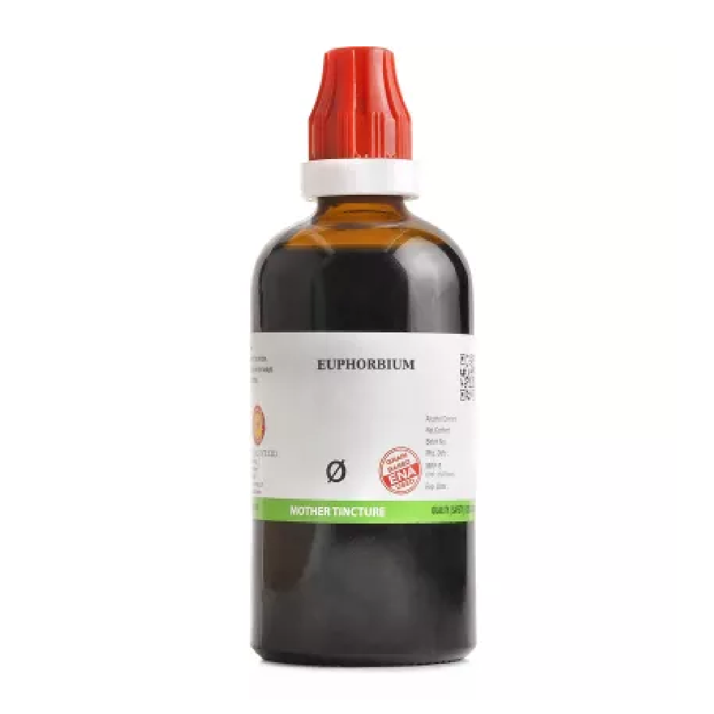 BJain-Euphorbium-1X-Q-100ml.png BJain Euphorbium 1X (Q) Mother Tincture (100ml) For Vertigo, Itching - Image 1