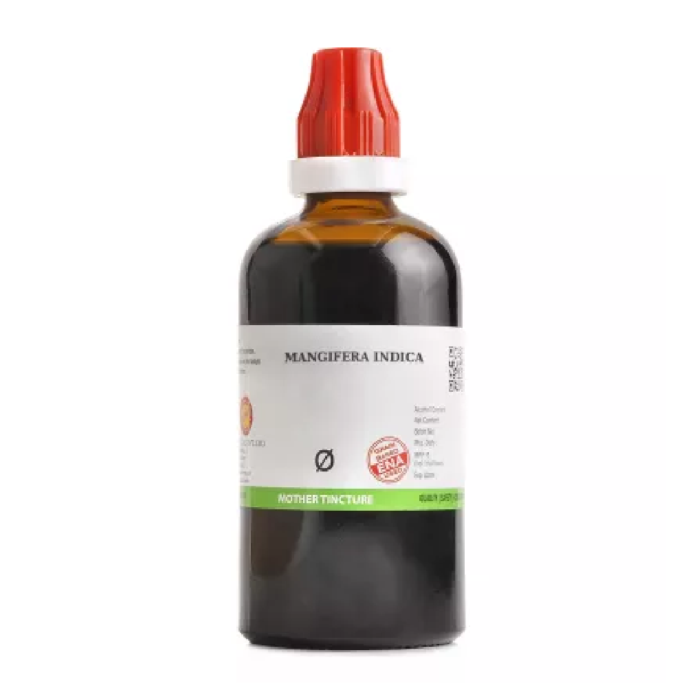BJain-Mangifera-Indica-1X-Q-100ml.png BJain Mangifera Indica 1X (Q) Mother Tincture (100ml) For bleeding Gums, Sneezing - Image 1