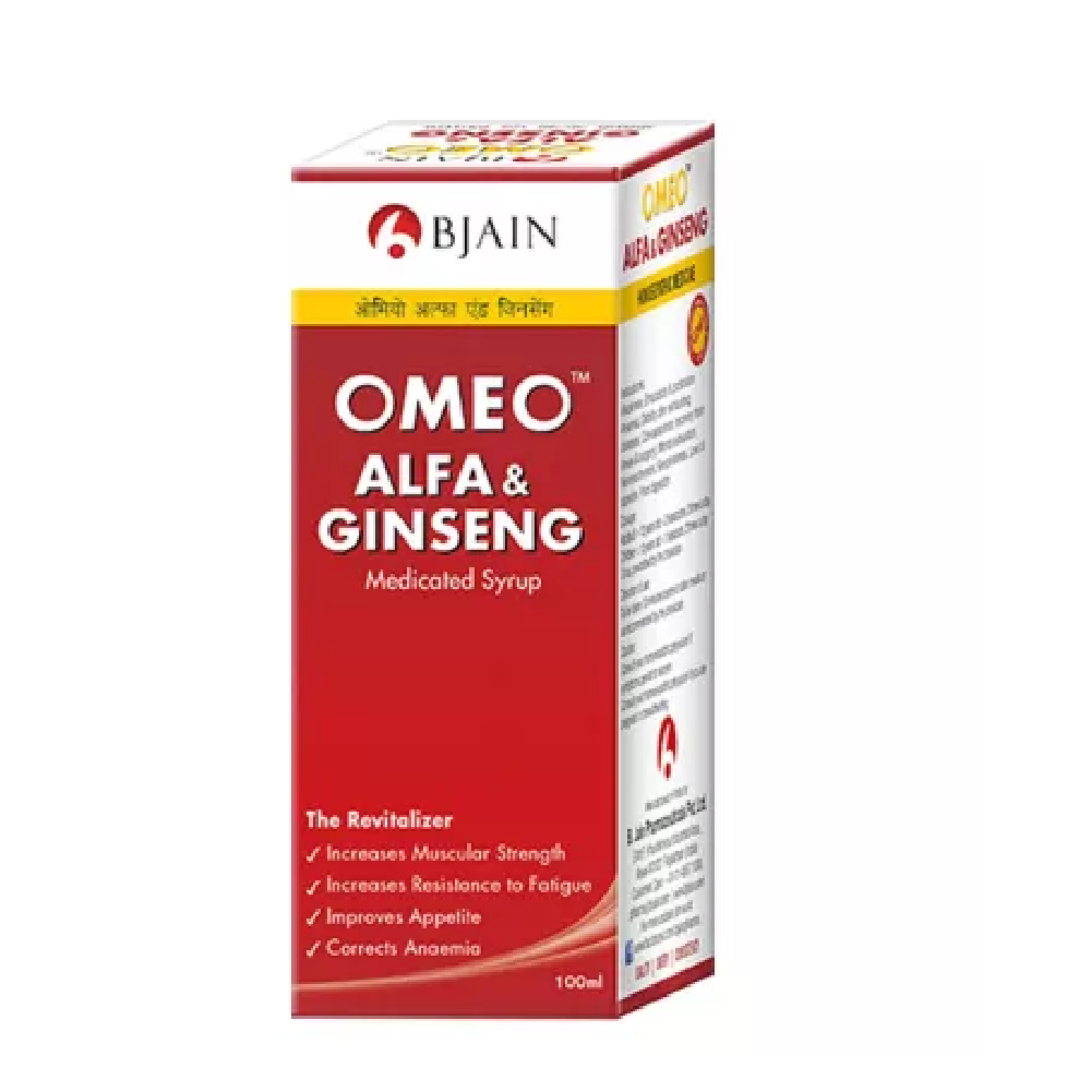 BJain-Omeo-Alfa-Ginseng-Syrup-100ml-1.png BJain Omeo Alfa & Ginseng Syrup (100ml) For Digestion - Image 1