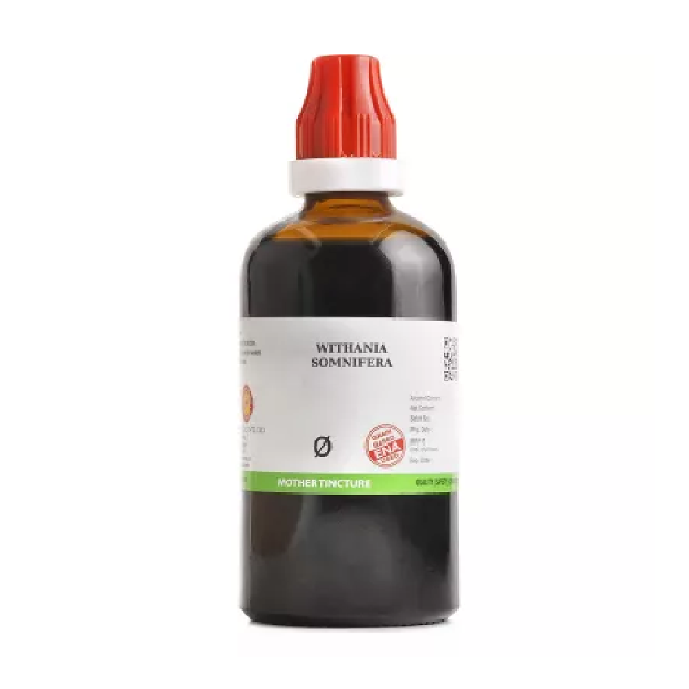 BJain-Withania-Somnifera-1X-Q-100ml.png BJain Withania Somnifera 1X (Q) Mother Tinctures (100ml) For Joint Pains, Boosts Immunity - Image 1