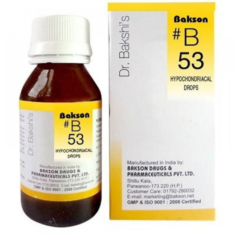 Bakson-B53-Hypochondriacal-Drops-30ml.jpg Bakson B53 Hypochondriacal Drops (30ml) For Suffocation, anxiety, Constant Fear, tension, confusion, Anger - Image 1