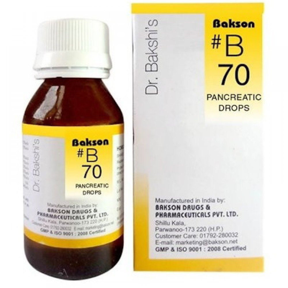 Bakson-B70-Pancreatic-Drops-30ml.jpg Bakson B70 Pancreatic Drops (30ml) For Bloated Stomach, Flatulence, Hypo gastric Pain and Indigestion - Image 1