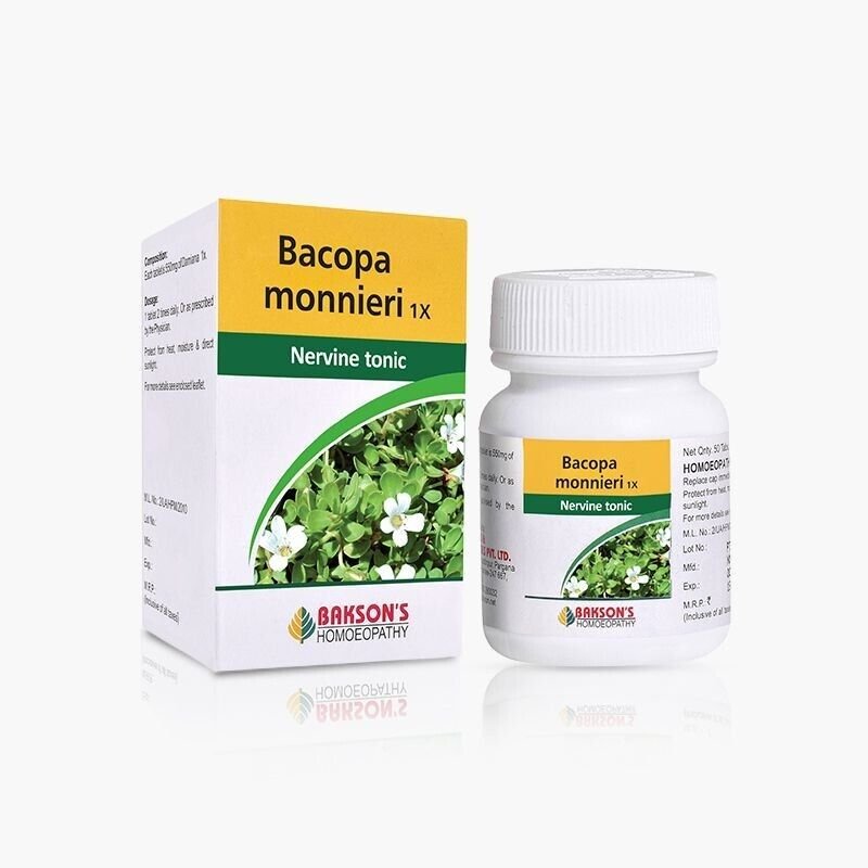 Bakson-Homeopathic-BACOPA-MONNIERI-1X-50-Tablet-For-nervine-Tonic.1.jpg Bakson Homeopathic BACOPA MONNIERI 1X (50 Tablet) For nervine Tonic - Image 1