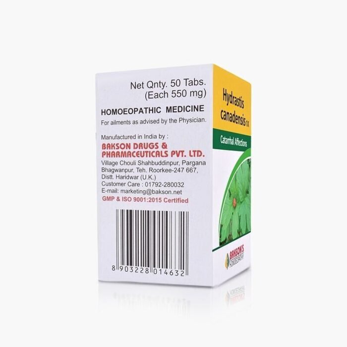 Bakson Homeopathic HYDRASTIS CANADENSIS 1X (50 Tablet) For Catarrhal Affections - Image 2