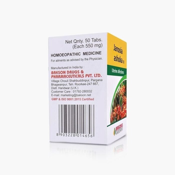 Bakson Homeopathic JANOSIA ASHOKA 1X (50 Tablet) For Uterine Affections - Image 2