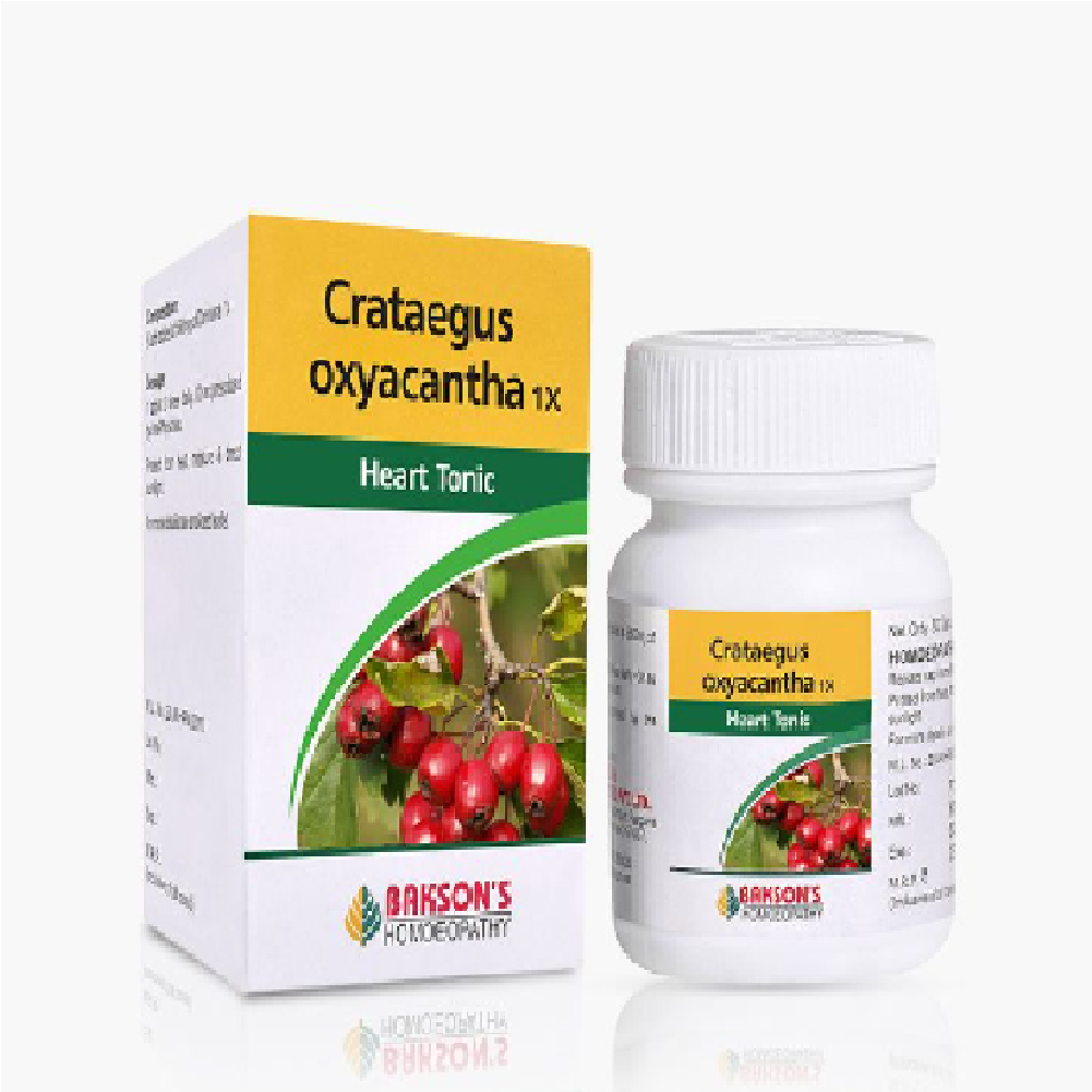Baksons-Crataegus-Oxyacantha-1X.png Bakson Homeopathic CRATAEGUS OXYACANTHA 1X (50 Tablet) for Heart Care Diabetes Care - Image 1