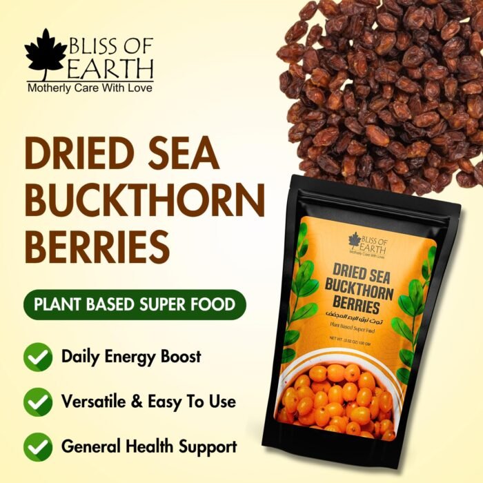 Bliss of Earth Himalayan Sea Buckthorn Berries (100g) | Naturally Sun-Dried Wild Berries | Packed with Omega 3, 6, 7 & 9 + Vitamins C & E | Supports Immunity, Digestion & Metabolism | Enhances Skin Glow & Hair Health | Zero Added Sugar - Image 2