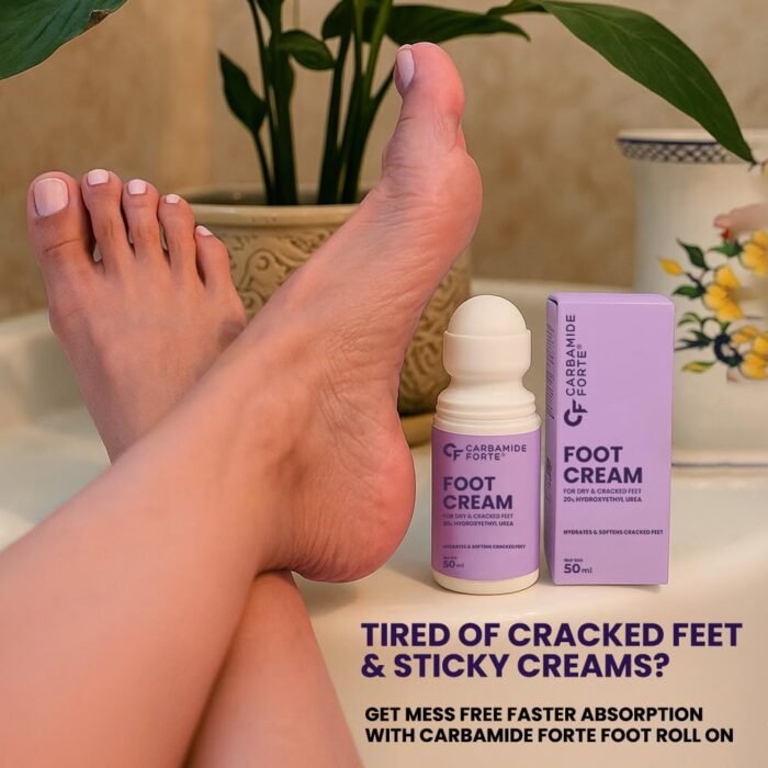 Carbamide Forte 20% Urea Foot Cream Roll-On 50ml | Foot roll on for cracked heels | With Lactic Acid, Shea Butter & Olive Oil | Helps Repair, Exfoliate & Moisturise Cracked Heels - Image 9