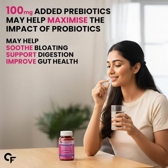 Carbamide Forte 30 Billion Probiotics Supplement | Gut Cleanse Detox | Gut Health Supplement with Prebiotics and Probiotics | Lactobacillus Reuteri 60 Veg Capsules for Men & Women - Image 4