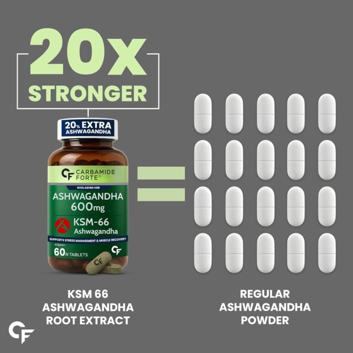 Carbamide Forte Ashwagandha KSM66 600mg - 60 Tablets I KSM 66 Ashwagandha Tablets for Men & Women | Supports Stress Management & Muscle Recovery - Image 4