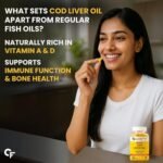 Carbamide Forte Cod Liver Oil Capsules Omega 3 Supplement | Sea cod Liver Oil, Omega 3 FishOil Capsules 300mg | Omega3 FishOil with EPA & DHA + Vitamin D3 Supplement | No Fishy Burps With Lemon Flavour - 120 Softgels - Image 9