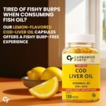 Carbamide Forte Cod Liver Oil Capsules Omega 3 Supplement | Sea cod Liver Oil, Omega 3 FishOil Capsules 300mg | Omega3 FishOil with EPA & DHA + Vitamin D3 Supplement | No Fishy Burps With Lemon Flavour - 120 Softgels - Image 3