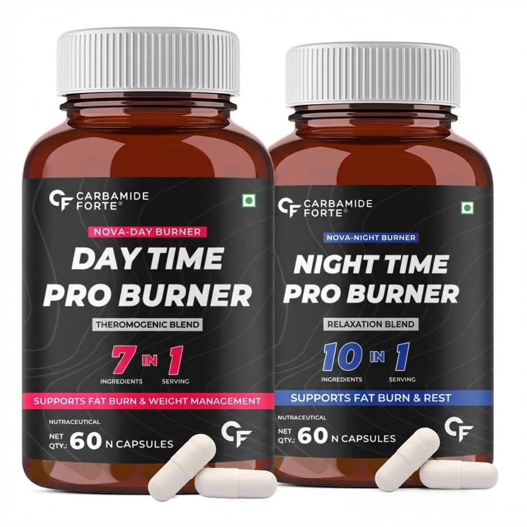 Carbamide Forte Day & Night Fat Burner 1 Carbamide Forte Day & Night Fat Burner for Weight Loss for Women and Men | With Garcinia Cambogia, great for Fat Weight Loss for Women and Men | 60 Supplement Capsules (120 Tablets) - Image 1
