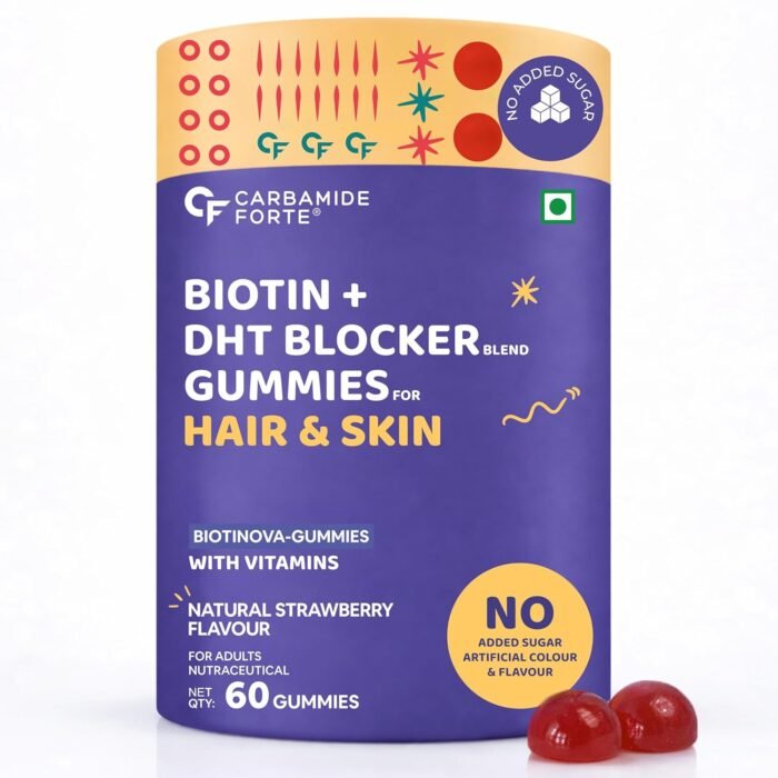 Carbamide Forte Hair Gummies with Biotin & DHT Blockers | Biotin Gummies for Hair Growth | Hair Supplement for Women & Men | Strawberry Flavour with No Added Sugar | 60 Gummies - Image 12