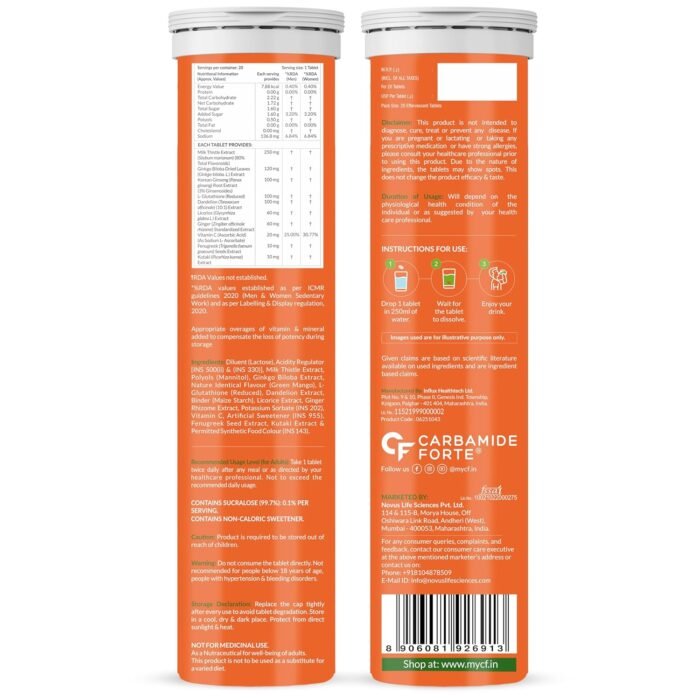 Carbamide Forte Liver Detox Supplement | Fatty Liver Detox Tablets with Clinically Researched Ingredients | Just Drop, Dissolve, Fizz & Drink | Green Apple Flavour - 20 Effervescent Tablets - Image 10