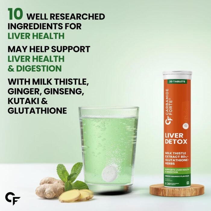 Carbamide Forte Liver Detox Supplement | Fatty Liver Detox Tablets with Clinically Researched Ingredients | Just Drop, Dissolve, Fizz & Drink | Green Apple Flavour - 20 Effervescent Tablets - Image 3