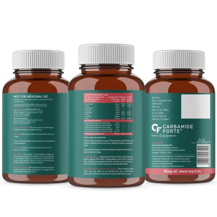 Carbamide Forte Magnesium Supplement with 5X Strength, formulated with Magnesium Glycinate & Citrate and a Triple Mineral Complex | 2000 mg per Serving | 120 Tablets - Image 10