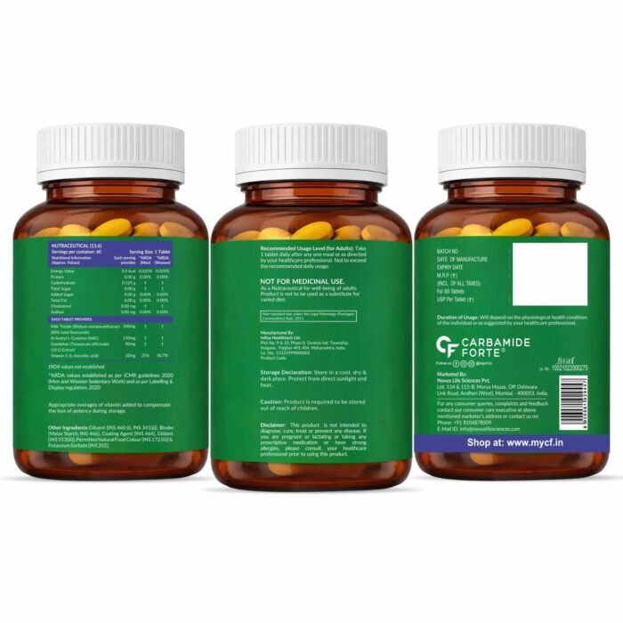 Carbamide Forte Milk Thistle Tablets | Liver Detox Supplement with NAC, Dandelion & Vitamin C | NAC Supplement to support Liver Health & Digestion - 60 tablets - Image 9