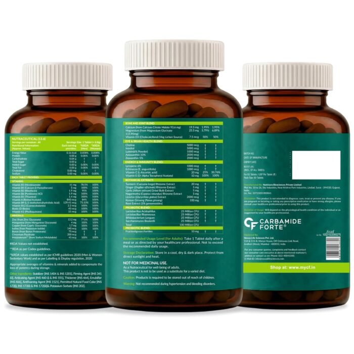 Carbamide Forte Multivitamin Tablets For Adults 50+ | Multivitamin for senior citizens 50 plus | Multivitamin 50 plus With Probiotics To Support Immunity & Energy Levels - 60 Veg Tablet - Image 10