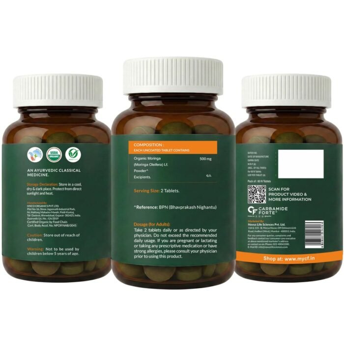 Carbamide Forte Organic Moringa Tablet with 1000mg Leaves Extract | Moringa Powder Tablets for Immunity, Digestion & Energy | Tablets 60 - Image 8