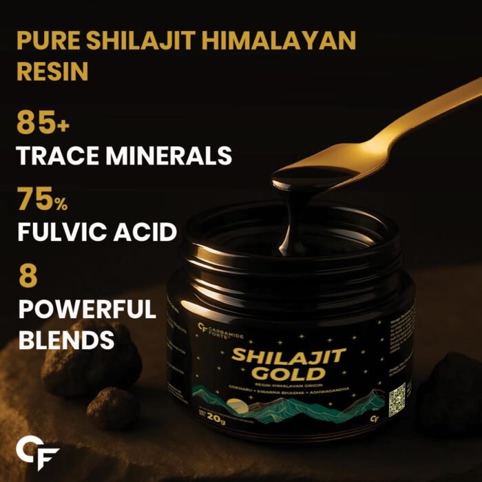 Carbamide Forte Shilajit/Shilajeet Gold Resin for Men | Shilajit for Men with Saffron, Swarna Bhasma | Ayurvedic Shilajeet Gold Original with Fulvic Acid & Trace Minerals | Heavy Metal Free | 20g Resin - Image 3
