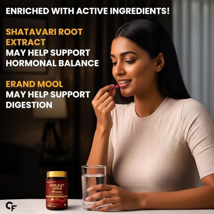 Carbamide Forte Shilajit Gold Capsules For Women With Pure Shilajeet Swarna Bhasma, Saffron & Ashwagandha | Himalayan Shilajit for Women | Shilajeet Gold Original | 60 Veg Capsules - Image 6