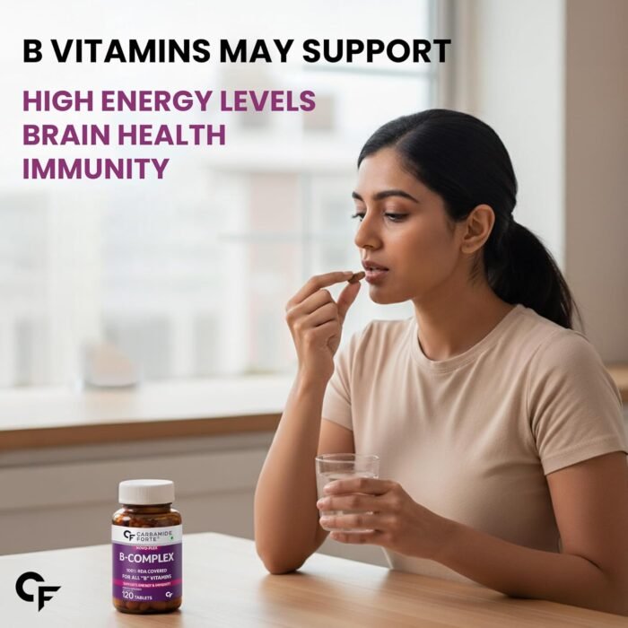 Carbamide Forte Vitamin B-Complex Tablets - 100% RDA for B Vitamins with B1, B2, B3, B5, B6, B9 & Vitamin B12 | Vitamin B Complex Supplements for Women & Men - 120 Vegetarian Tablets - Image 3