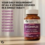 Carbamide Forte Vitamin B-Complex Tablets - 100% RDA for B Vitamins with B1, B2, B3, B5, B6, B9 & Vitamin B12 | Vitamin B Complex Supplements for Women & Men - 120 Vegetarian Tablets - Image 4