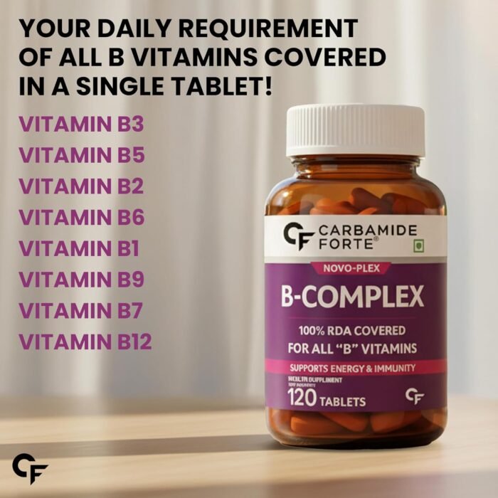 Carbamide Forte Vitamin B-Complex Tablets - 100% RDA for B Vitamins with B1, B2, B3, B5, B6, B9 & Vitamin B12 | Vitamin B Complex Supplements for Women & Men - 120 Vegetarian Tablets - Image 4
