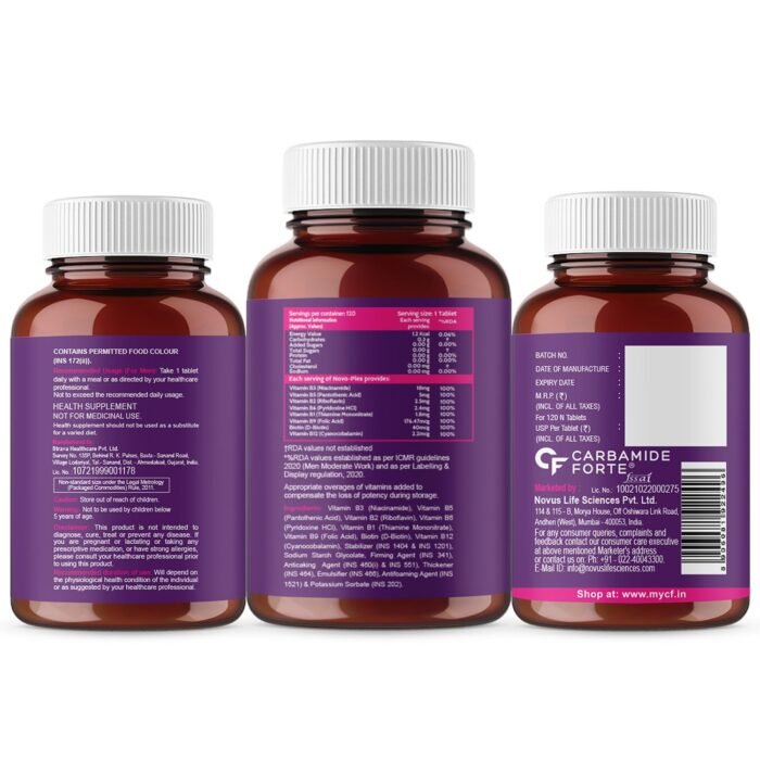 Carbamide Forte Vitamin B-Complex Tablets - 100% RDA for B Vitamins with B1, B2, B3, B5, B6, B9 & Vitamin B12 | Vitamin B Complex Supplements for Women & Men - 120 Vegetarian Tablets - Image 9