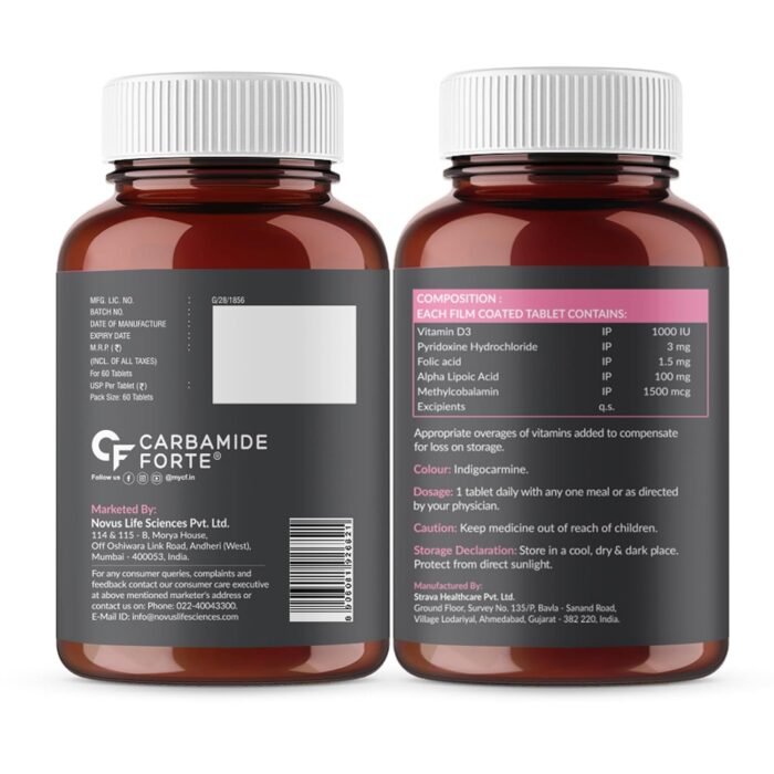 Carbamide Forte Vitamin B12 1500mcg with Vitamin D3 | Vitamin B12 Supplements for Men & Women | Methylcobalamin 1500mcg with Vitamin D Tablets - 60 Tablets - Image 10