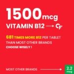 Carbamide Forte Vitamin B12 Tablets 1500 mcg -Active form of Methylcobalamin Vitamin B12 Supplements for Men & Women- 90 Tablets - Image 4