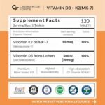Carbamide Forte Vitamin D Tablets | Vitamin D3 K2 Supplement to support Bone & Heart Health | Veg D3 Lichen -120 Tablets - Image 3