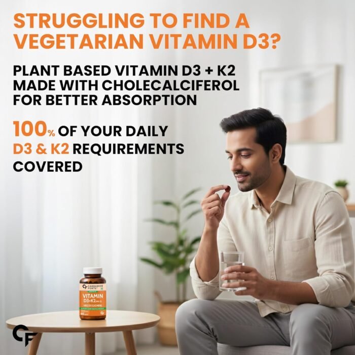 Carbamide Forte Vitamin D Tablets | Vitamin D3 K2 Supplement to support Bone & Heart Health | Veg D3 Lichen -120 Tablets - Image 5